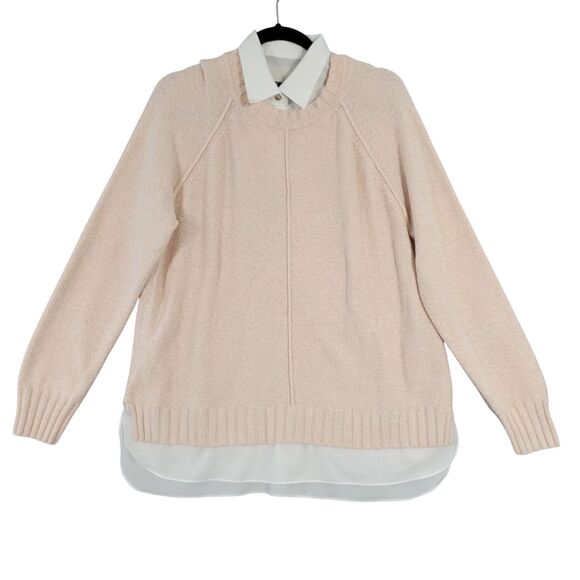 LAUREN RALPH LAUREN Pink Layered Collared Sweater Academia Preppy Twee SIZE XL - Picture 1 of 9